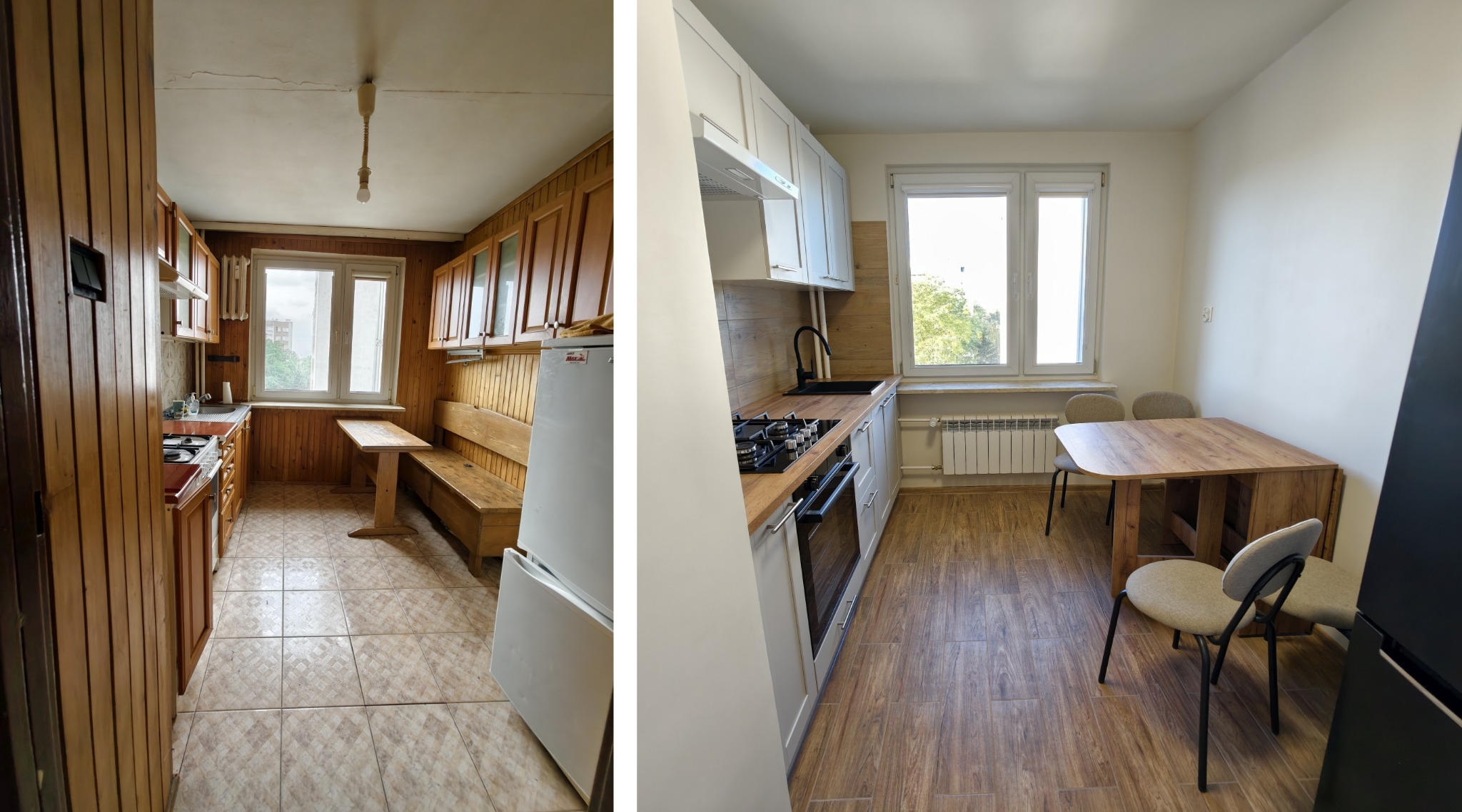 Kuchnia przed i po